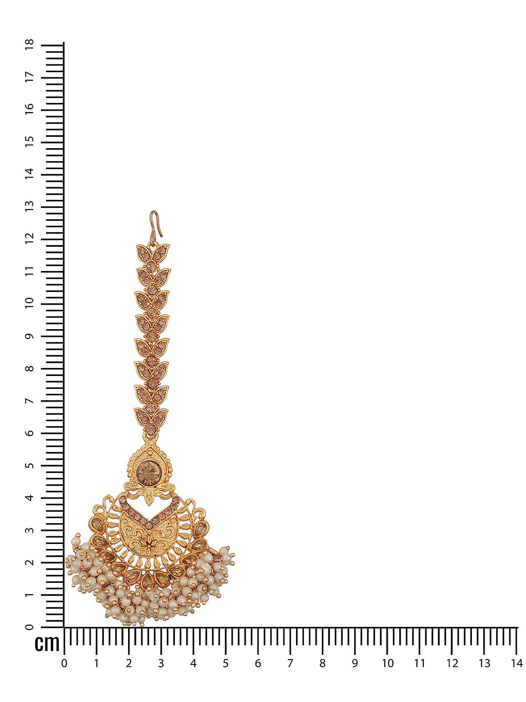 Gold-Plated White Kundan Studded & Pearl Beaded Maang Tikka