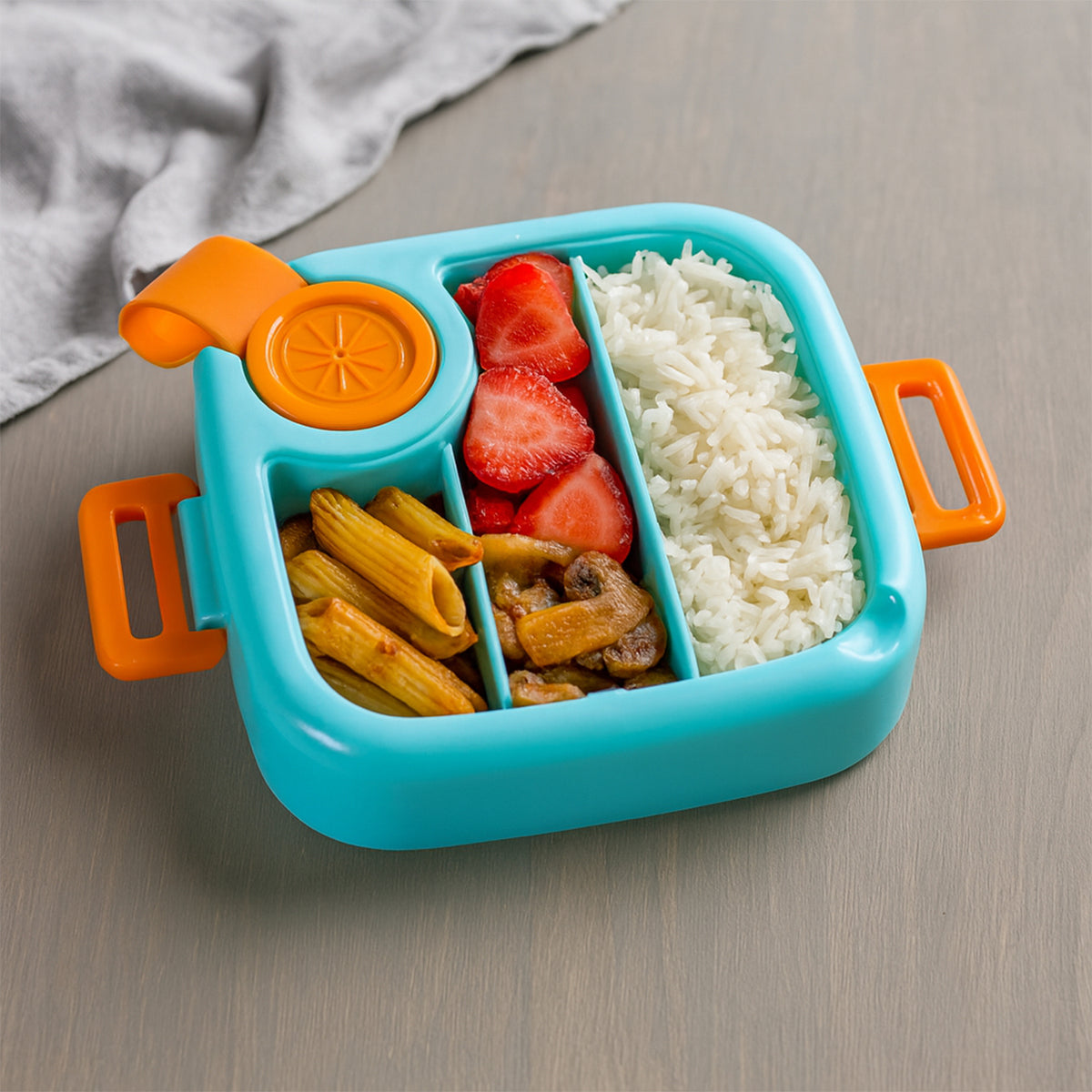 Kids Cartoon Lunch Box with Stainless-Steel Inner Tray – Leak-Resistant 4-Lock Lid, Steam-Release Vent & BPA-Free Outer Case- (1 Set)