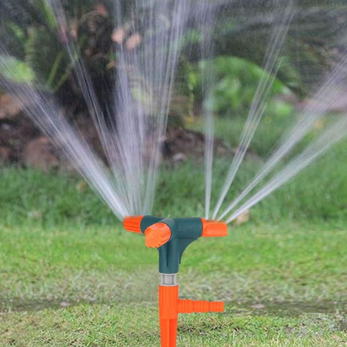 360° Rotating Garden Sprinkler Adjustable 3-Arm Lawn Water Sprayer HP DD