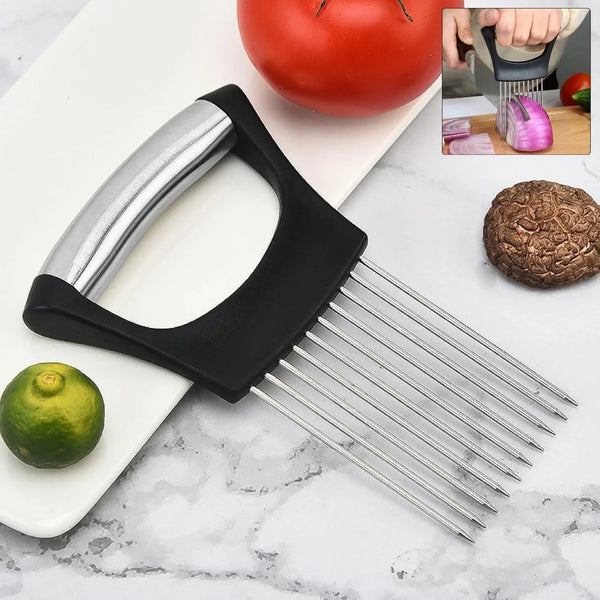 Stainless Steel Onion Cutter Vegetable Slicer Holder Tool (1 Pc) HP DD