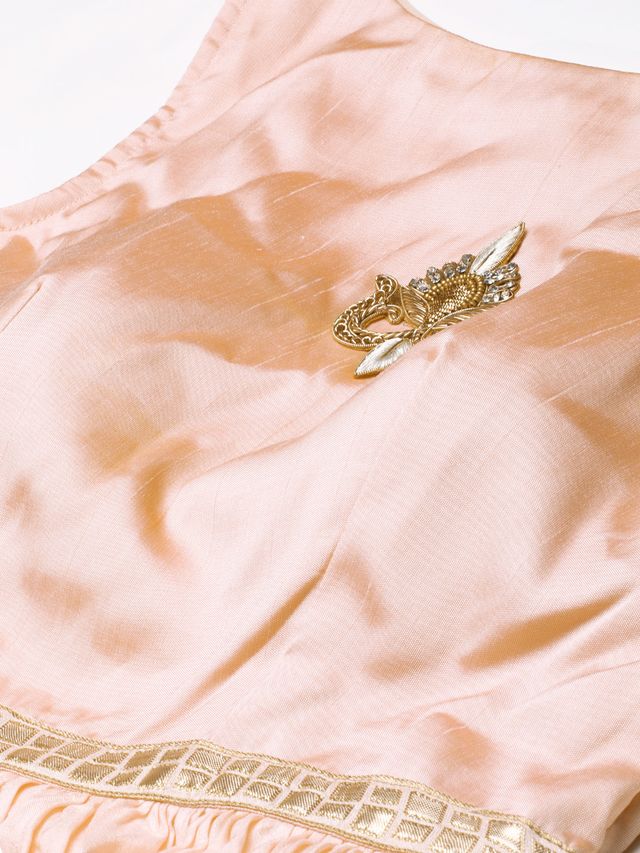 Bollywood Vogue Ready To Wear Pink Jacquard Viscose Cape Gown