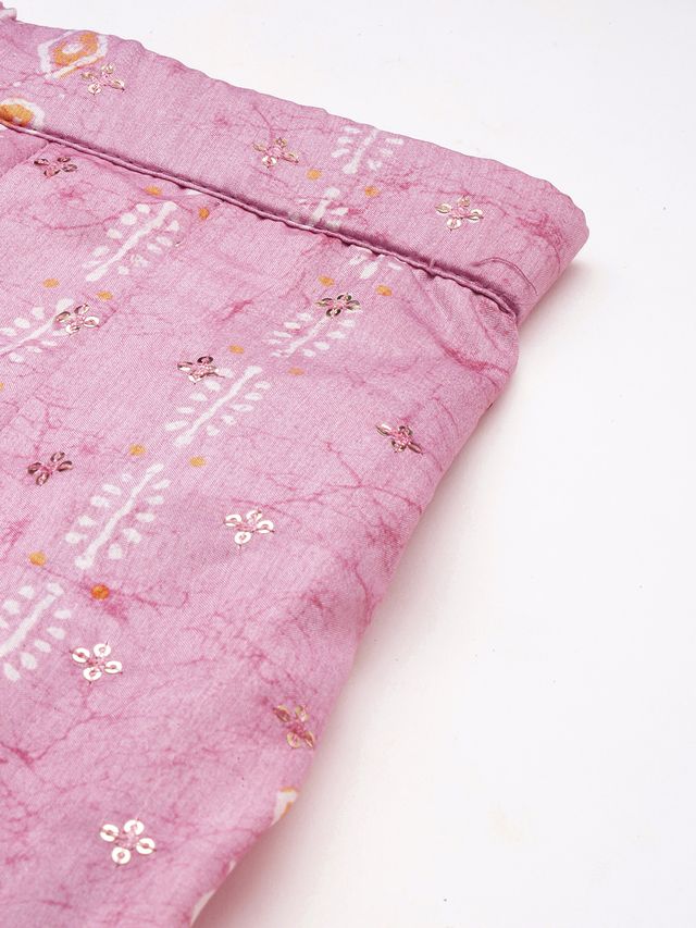 Bollywood Vogue Ready To Wear Mauve Art Silk Digital Printed Co Ords Set