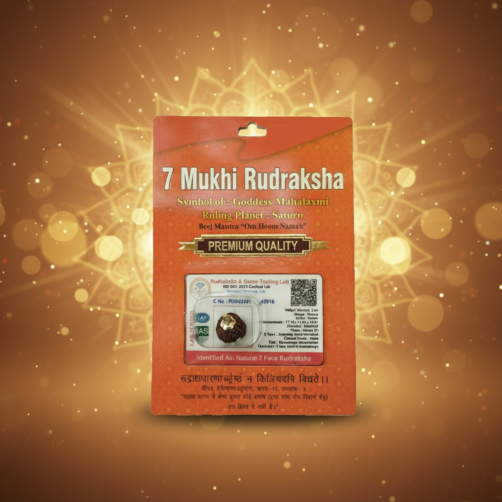 7 Mukhi Rudraksha Bead – Mahalakshmi Blessing Sacred Natural Rudraksha