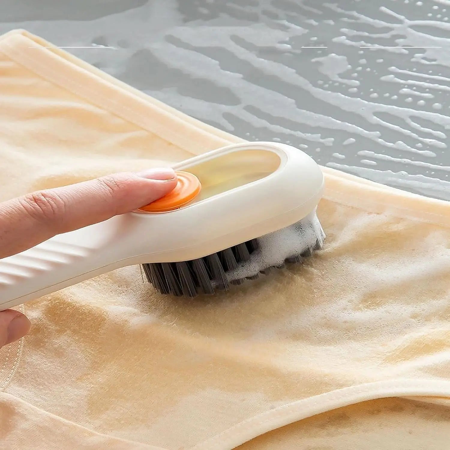 Multifunctional Cleaning Brush with Liquid Soap Dispenser – Shoe & Cloth Scrubber with Handle (1 Pc) HP DD