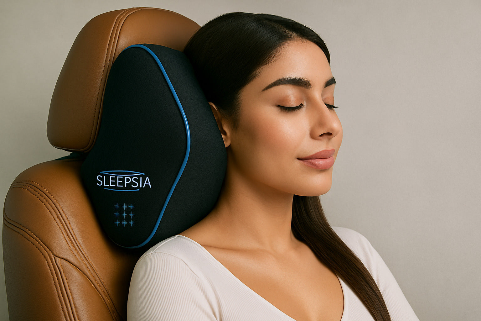 Sleepsia Car Neck Pillow for Head & Cervical Support | 100% Memory Foam | Ergonomic Car Seat Headrest Cushion – Relieves Neck Pain (Black)
