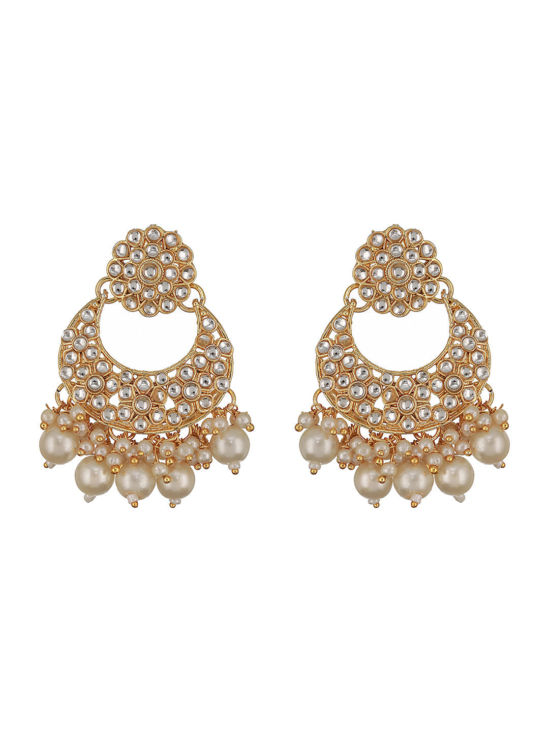 Jazz And Sizzle Gold-Plated Kundan-Studded & Pearl Beaded Handcrafted Jewellery Set With Maangtikka