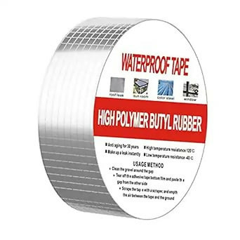 Premium Aluminum Waterproof Adhesive Tape 2 Inch x 5 Meter Silver Foil Sealing Tape for Leak Repairs & Insulation (Set of 1)