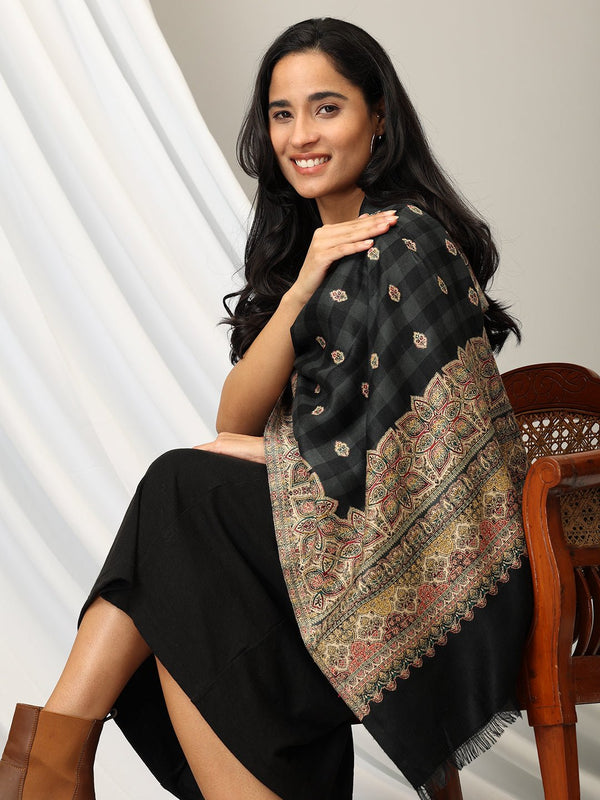 Noir Elegance Acrylic Woolen Stole - WNTSTL - NORELG