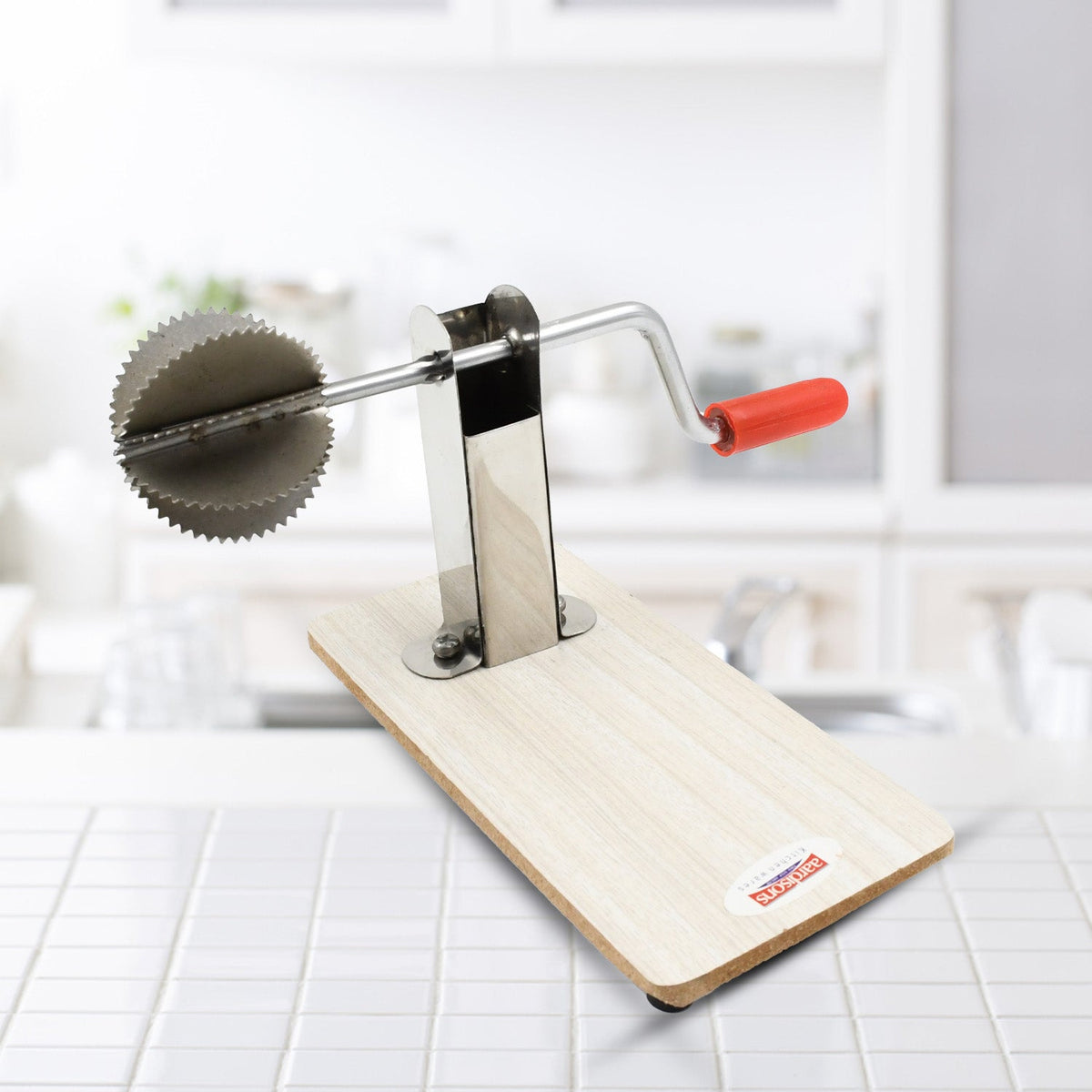 Stainless Steel Coconut Scraper With Wooden Base (1 Pc) HP DD
