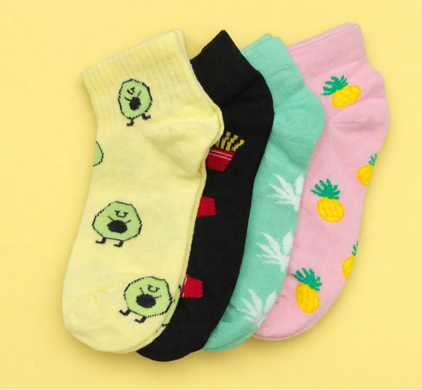 Cute Fruit Cartoon Cotton Ankle Length Socks for Women Multicolor Multi Design Soft Breathable Daily Wear RITEX OVERSEAS
