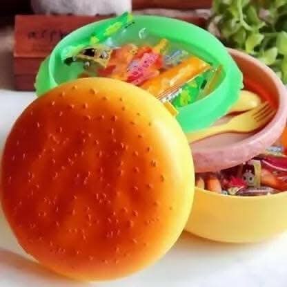 Burger Shape 3 Compartment Lunch Boxes Leak Proof Reusable Microwave Freezer Safe - HalfPe