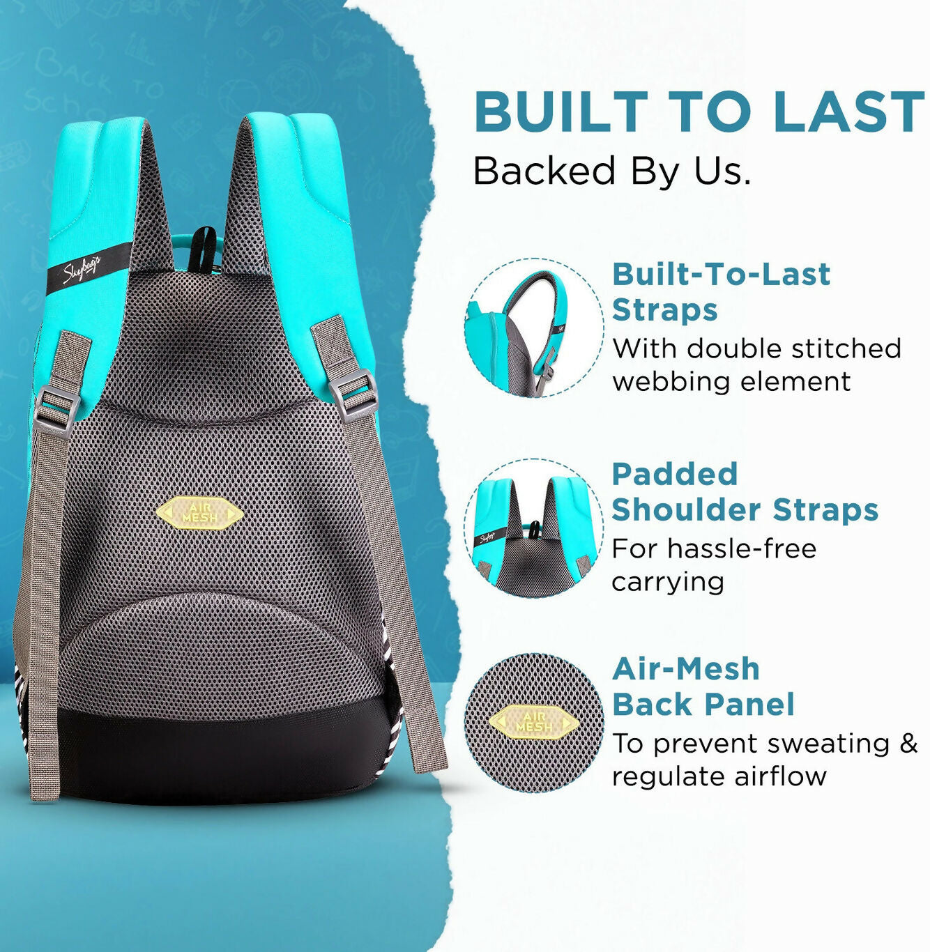 Skybags Large 38L Backpack Stash Black 38L School Backpack for Boys and Girls with 3 Compartments - kids (Black) HalfPe - FW -TPT