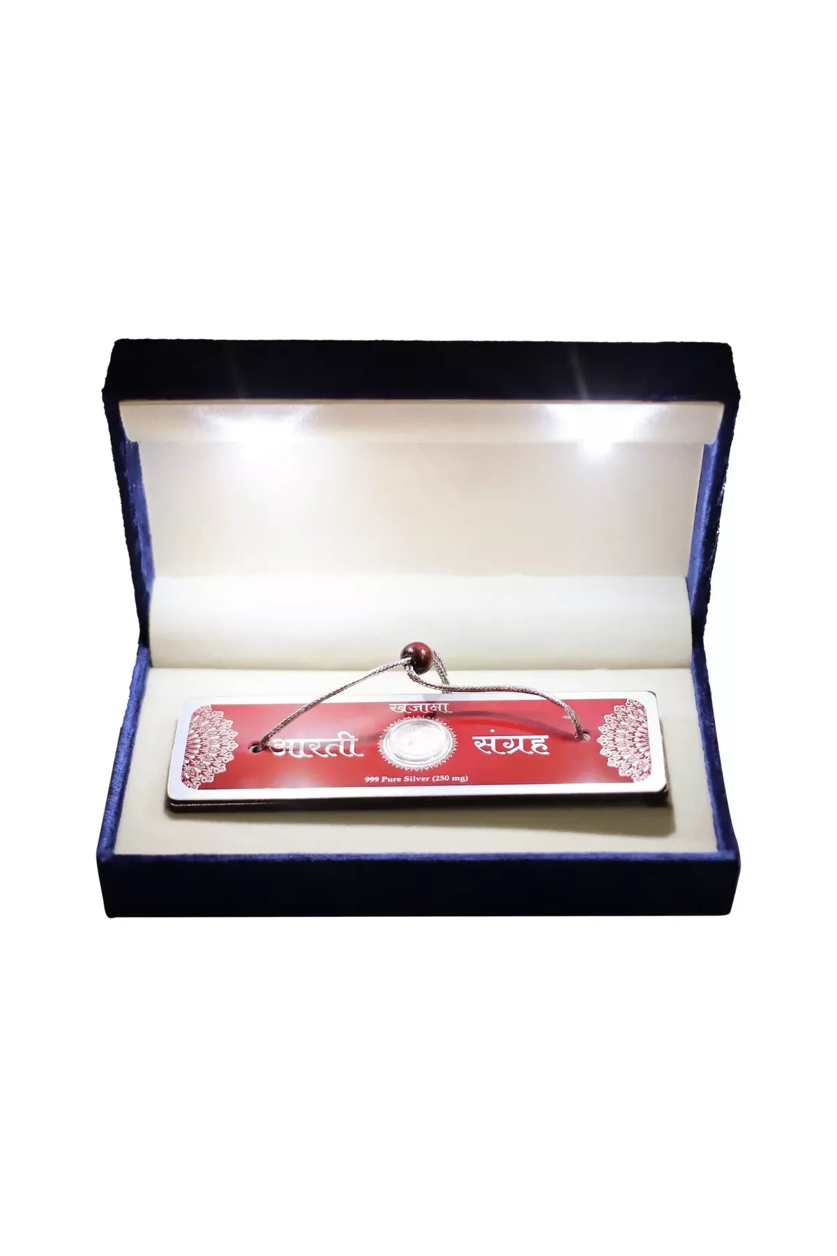 Aarti Sangrah (Hindi) With Silver Coin In A Premium Velvet Box Pack Brings Calmness, Reduces Stress, And Promotes Inner Peace