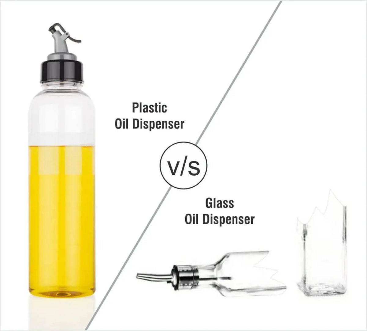 1ltr Oil Dispenserwith Lid - Clear Drip Free Spout Controlled Use HP DD