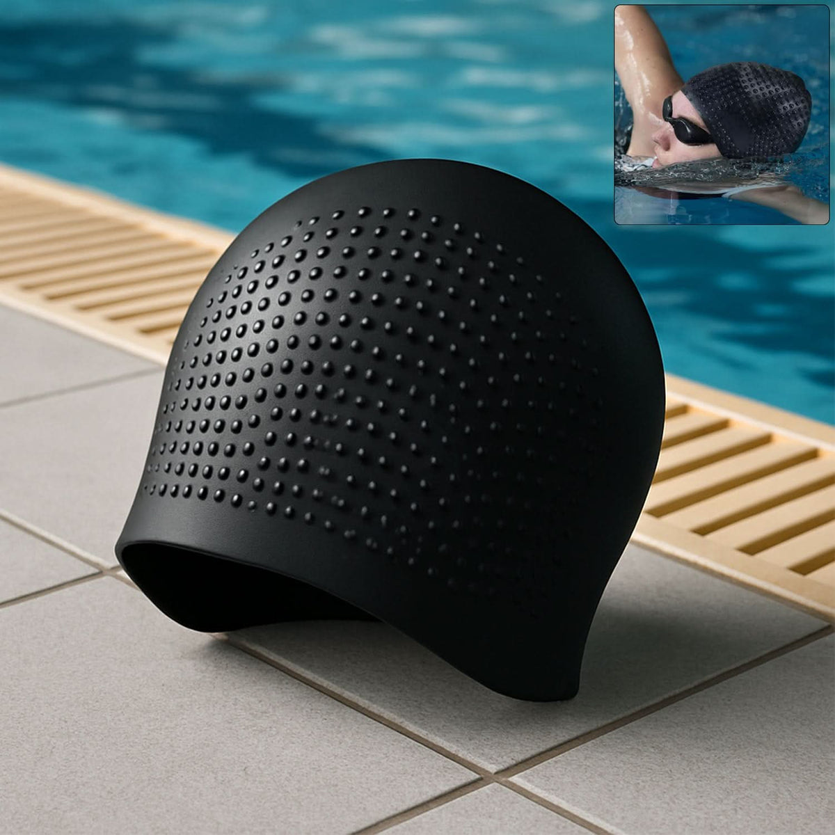 Premium Silicone Waterproof Swimming Cap (1 Pc) HP DD
