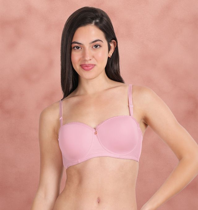 Susie Half Coverage Candy Pink Top Lace Adjustable MultiwayWired Balconette Bra