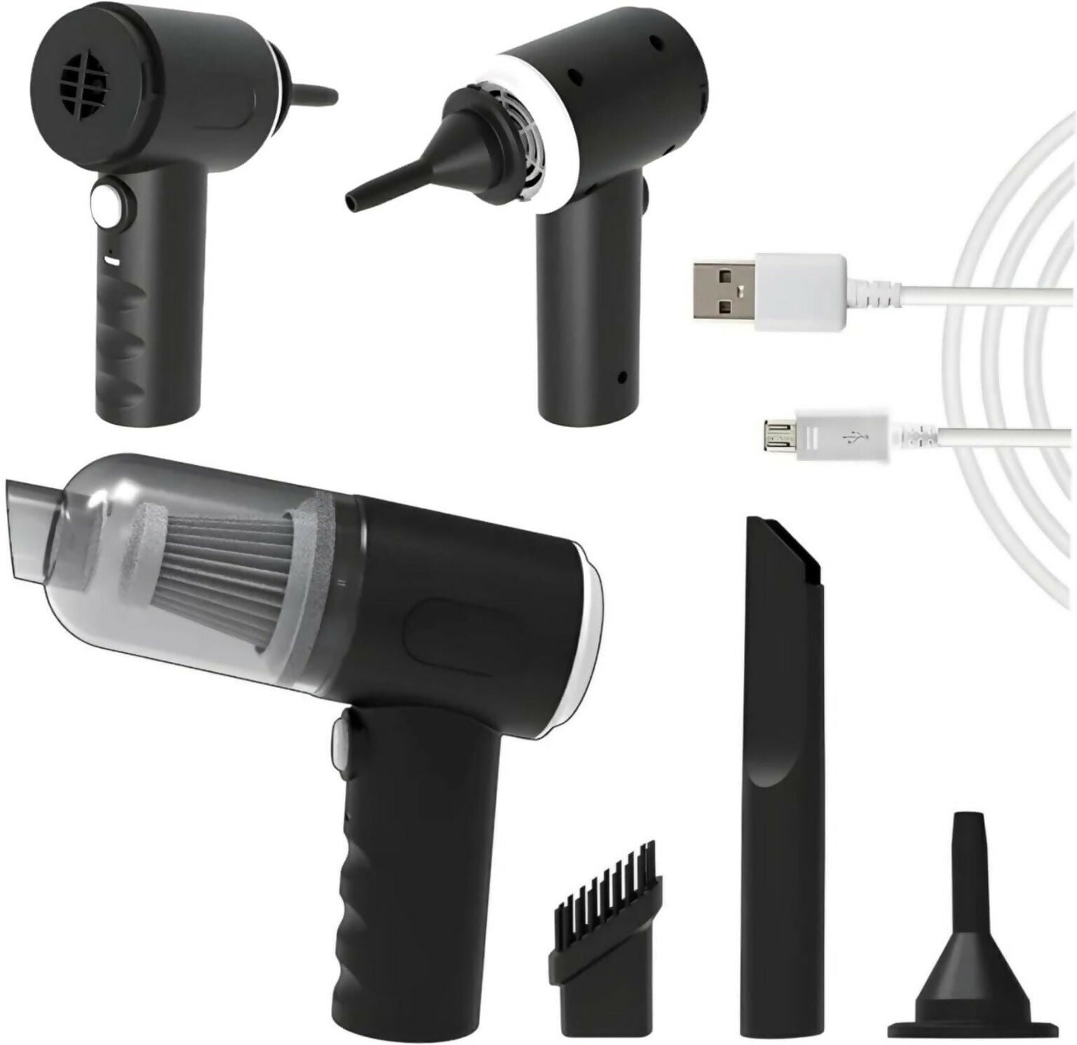 3-in-1 Portable Mini Vacuum Cleaner - Rechargeable Handheld Cleaner with Accessories