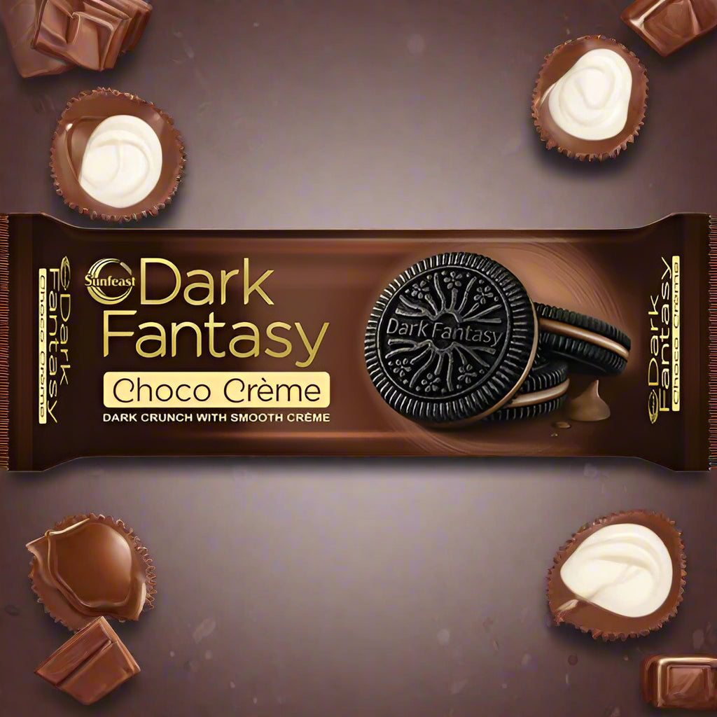 Dark Fantasy Sandwich Creme (Dark Crunch With Choco Creme) - 79g (pack of 2)