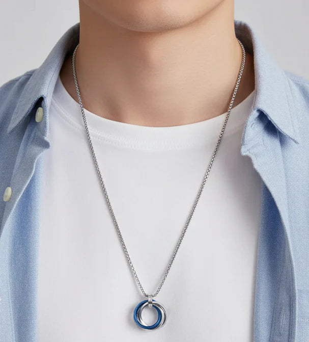 Jazz And Sizzle Trendy Interlocking a Versatile Hip-Hop Pendant Chain for Men Silver
