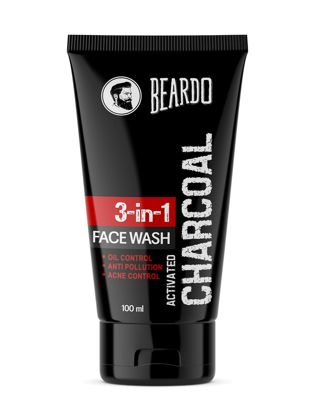 Beardo 3 in 1 Activated Charcoal Face Wash Deep Cleanse Oil Control and Detox for Oily Skin 100ml