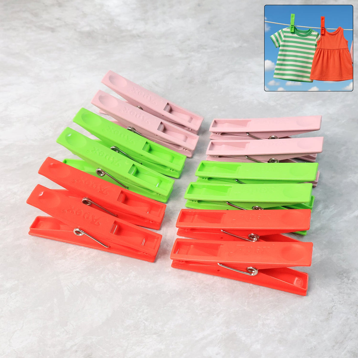 Durable Cloth Clips Set Of 12 Strong Grip Plastic Laundry Pegs With Stainless Steel Spring HP DD