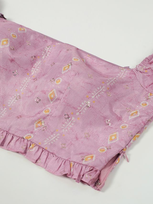 Bollywood Vogue Ready To Wear Mauve Art Silk Digital Printed Co Ords Set