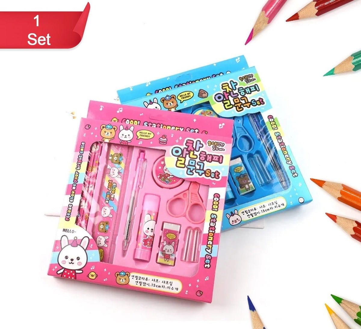 10 Pcs Stationery Gift Set with Pencil, Ruler, Sharpener, Glue, Pen & More for School/Office HP DD