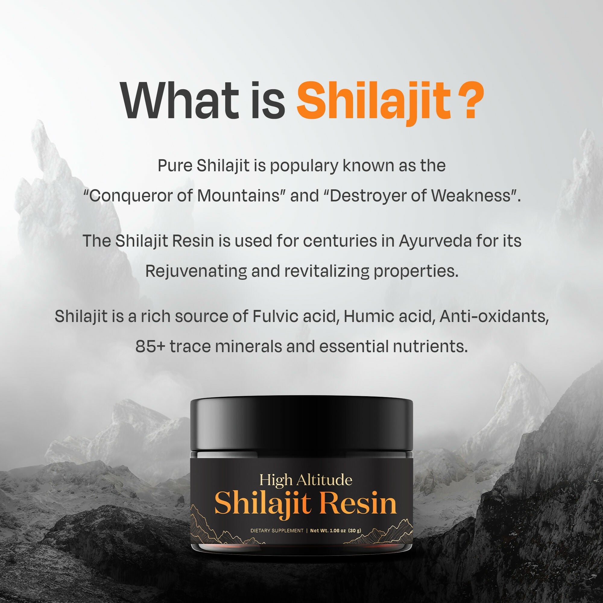 Auric Lab-Certified High-Altitude Shilajit Resin 30g | 75% Fulvic Acid + Humic Acid | 80+ Trace Minerals with Real Brass Spoon Included Zenith Drinks