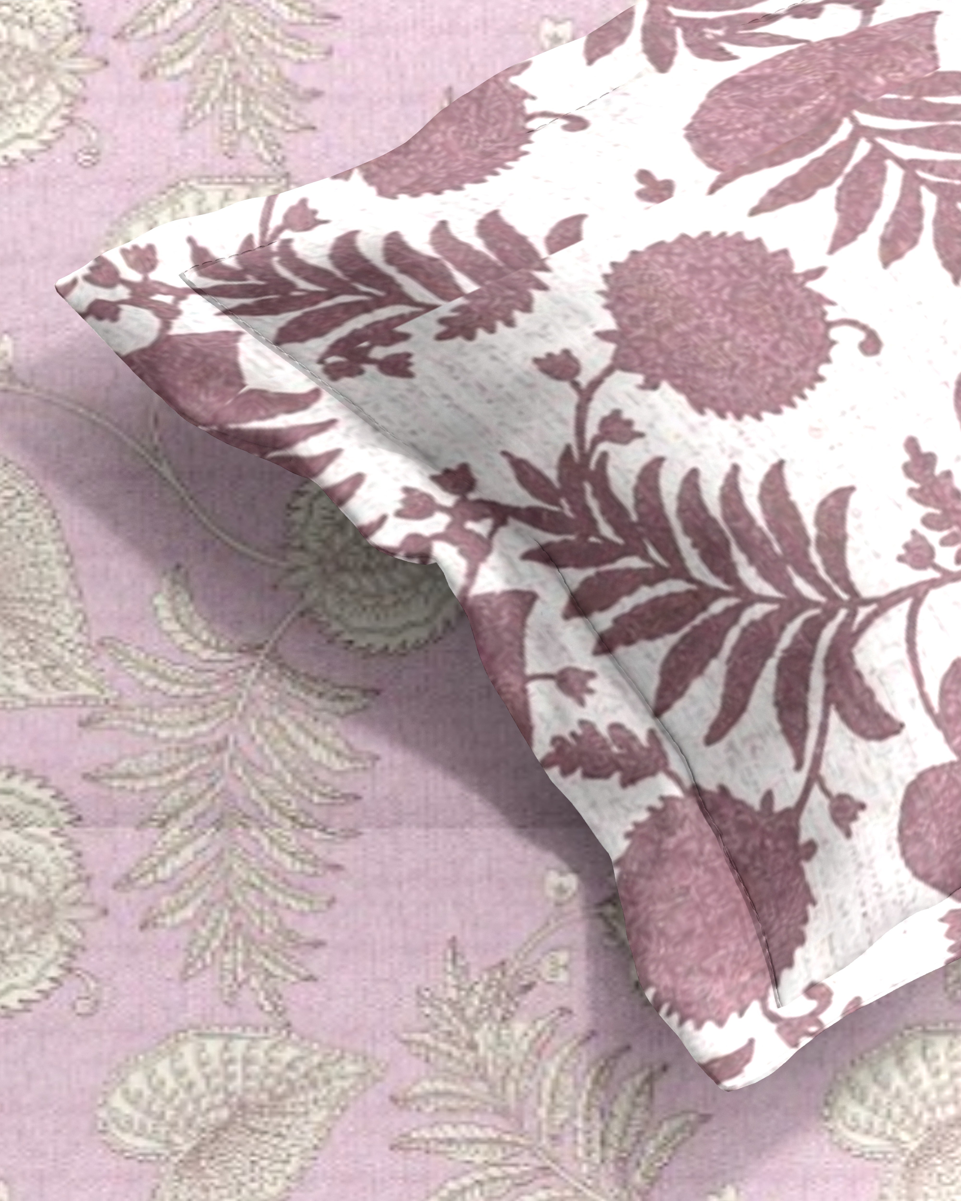 Vera 100% Pure Cotton Satin King Bedsheet With 2 Contrast Pillow Covers