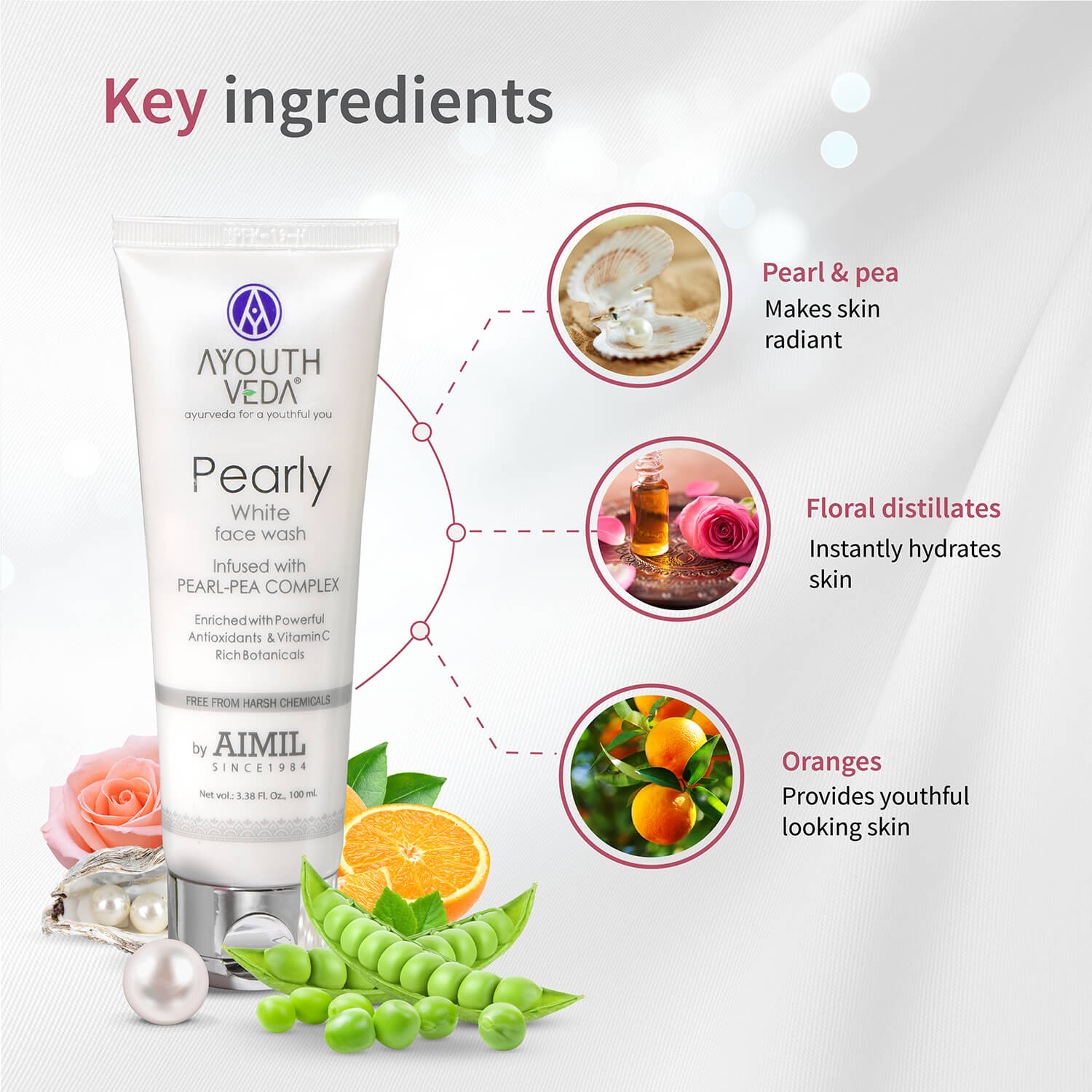 Ayouthveda Pearly White Face Wash Pack of 2 (100 ml) Aimil Ayouthveda