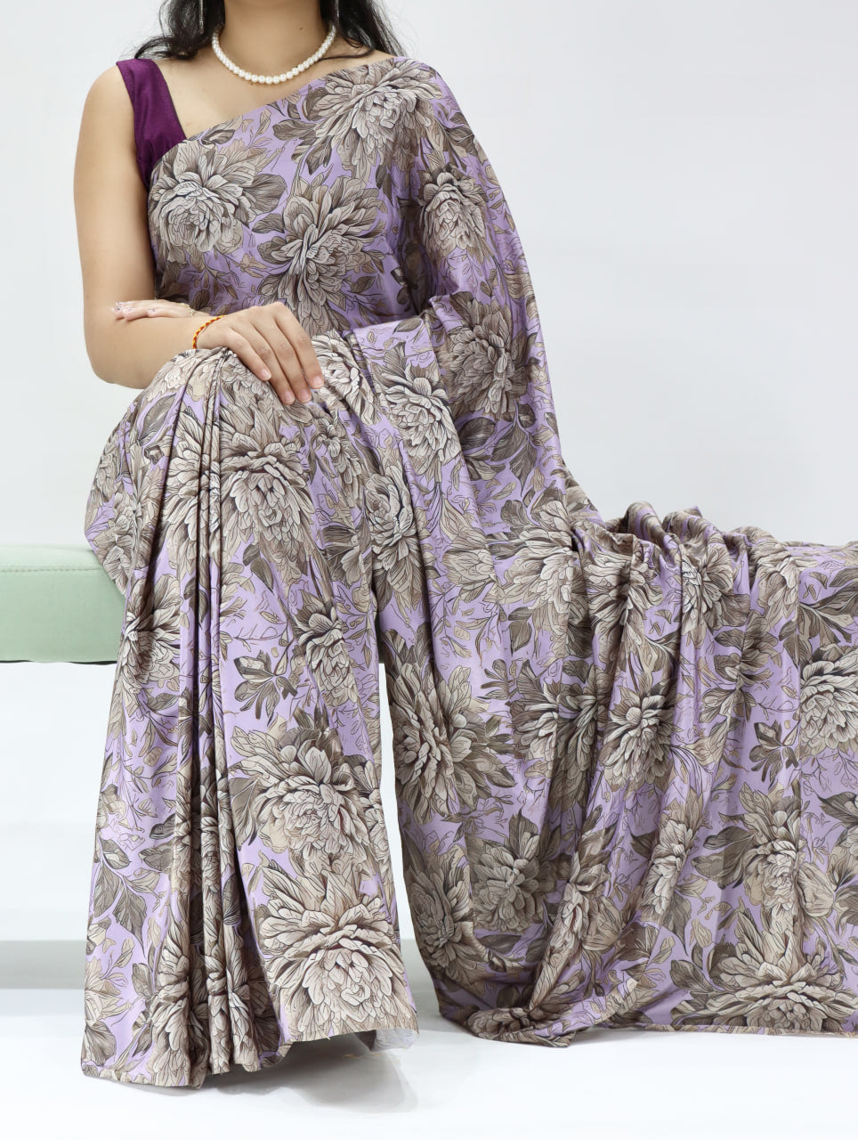 Beautiful Smooth Silk Crape Printed Saree