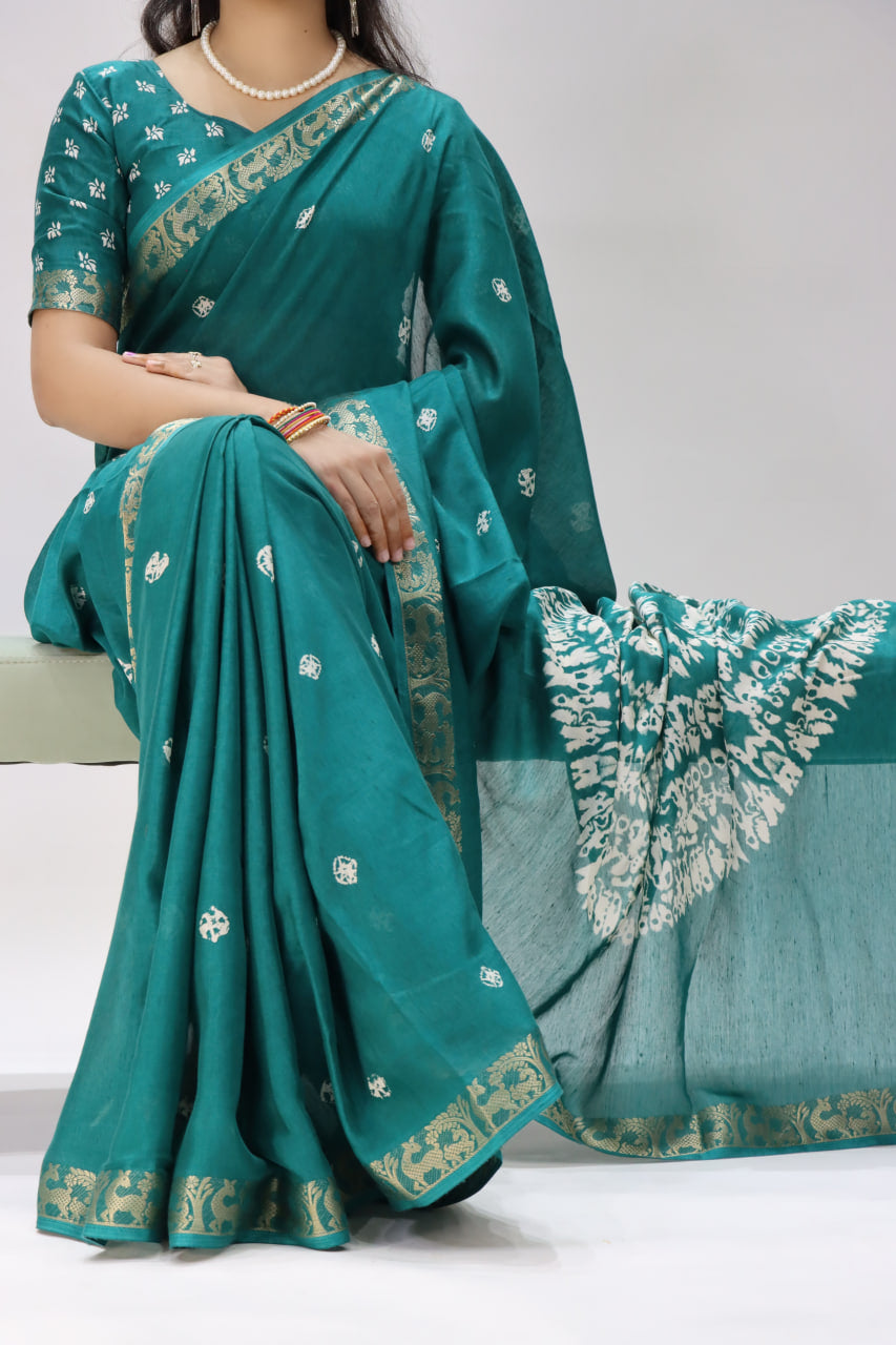 Beautiful Soft Mull Silk Shibori printed Saree