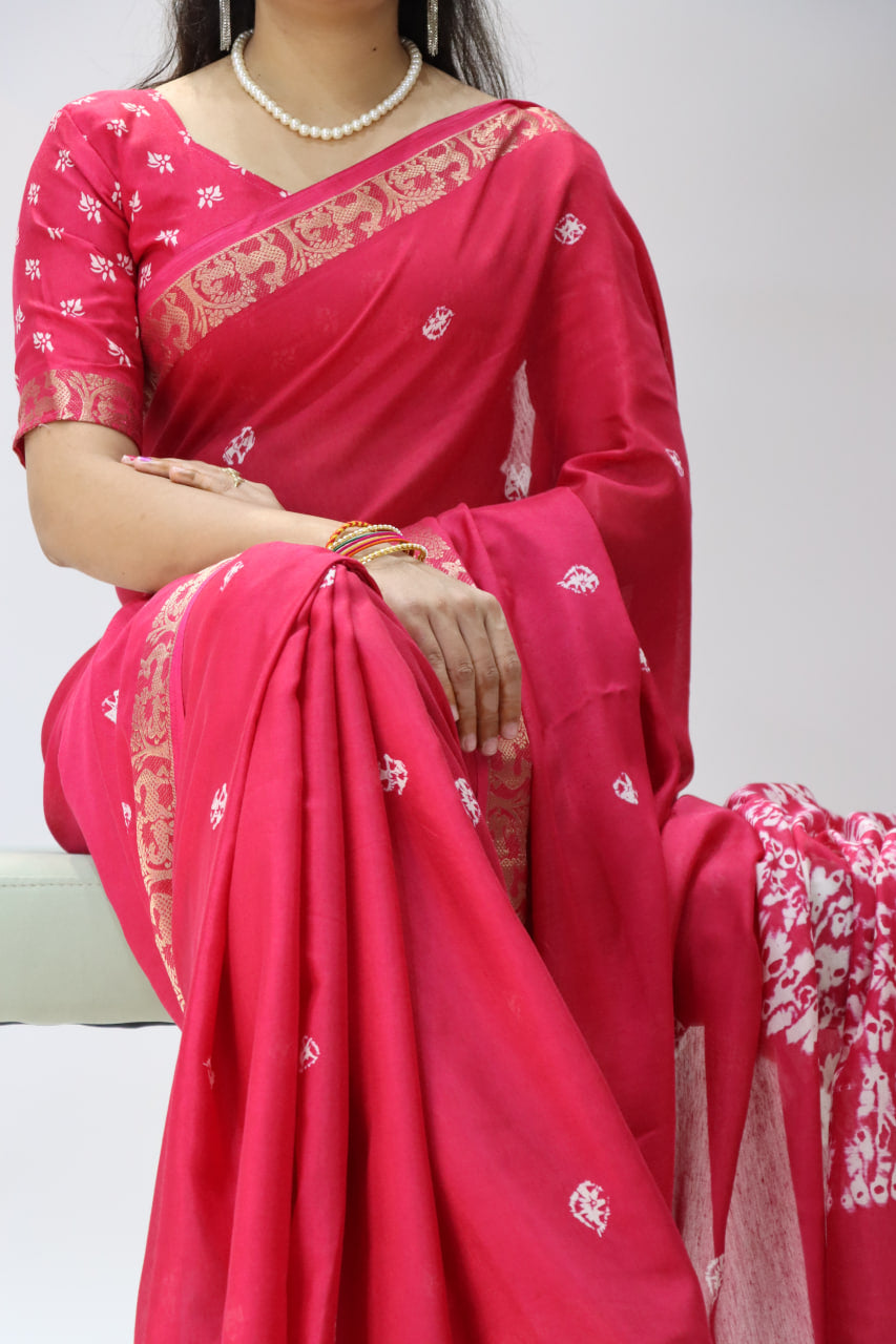 Beautiful Soft Mull Silk Shibori printed Saree