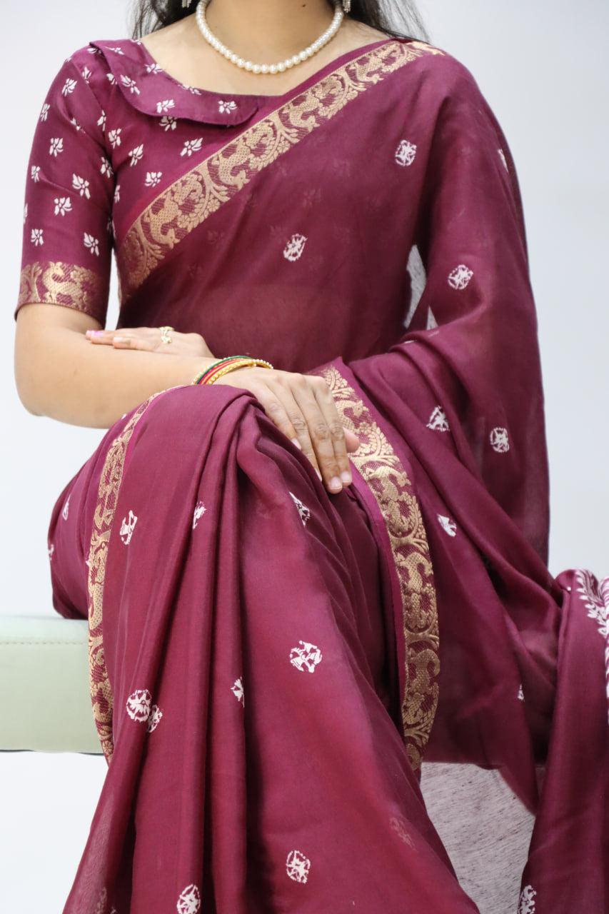 Beautiful Soft Mull Silk Shibori printed Saree