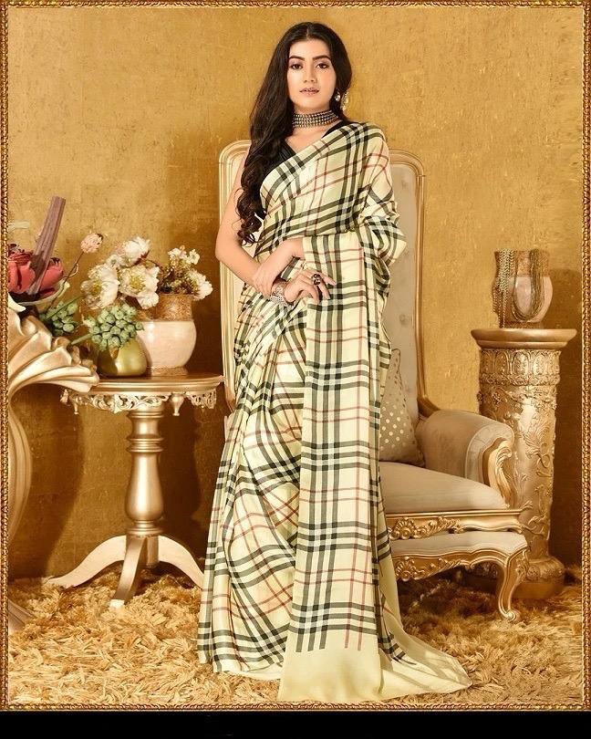Pure Japan Satin Sarees With Plain Unstitched Blouse