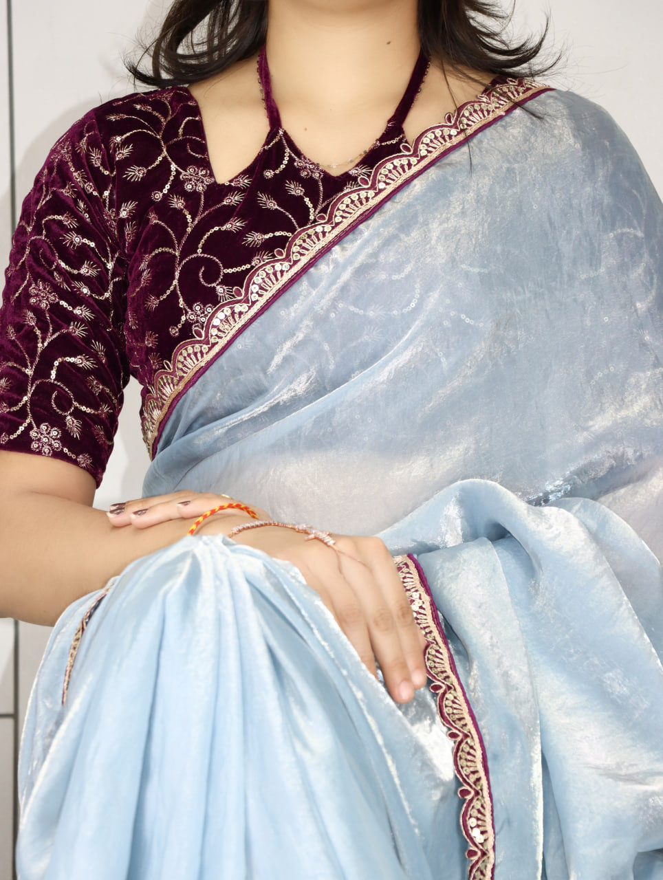 Premium Fendy Silk Saree With Unstitch Velvet Blouse