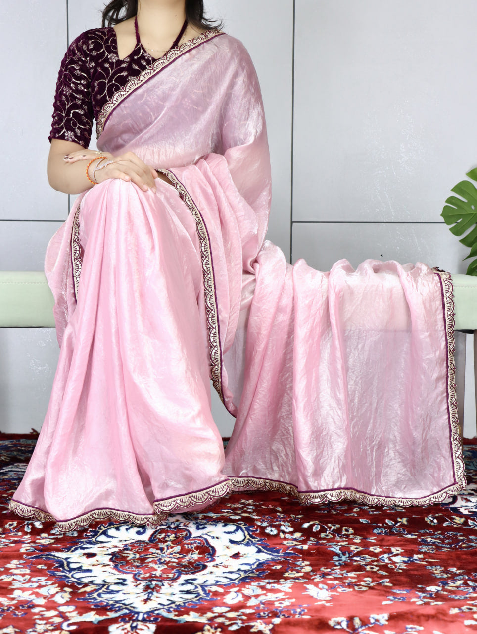 Premium Fendy Silk Saree With Unstitch Velvet Blouse