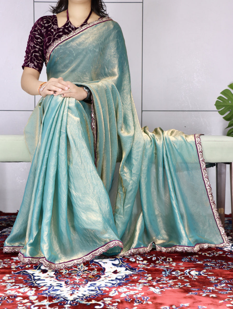 Premium Fendy Silk Saree With Unstitch Velvet Blouse