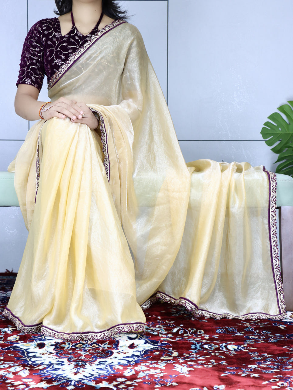 Premium Fendy Silk Saree With Unstitch Velvet Blouse