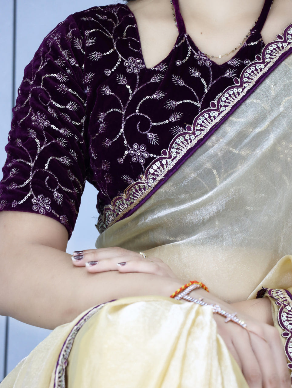 Premium Fendy Silk Saree With Unstitch Velvet Blouse