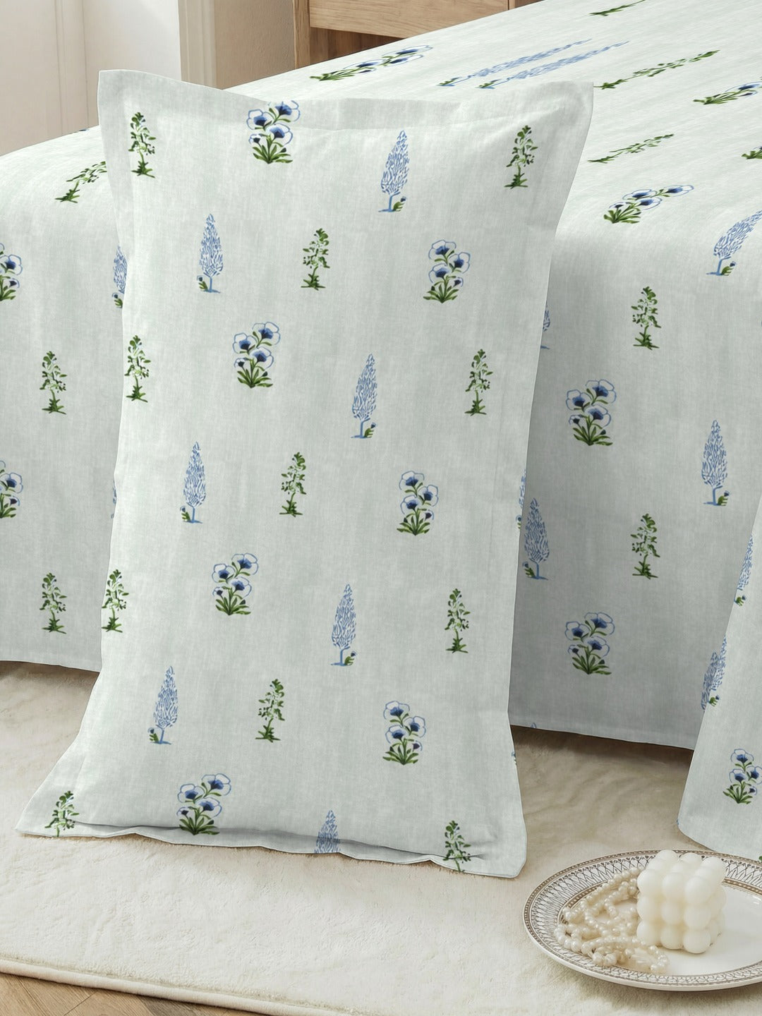 Petal 100% Pure Cotton Collection Percale Super King Bedsheet With 2 Pillow Covers