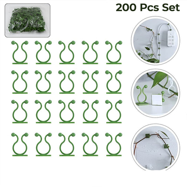 Plant Climbing Wall Fixture Clip Self-adhesive Hook (200 Pcs Set)