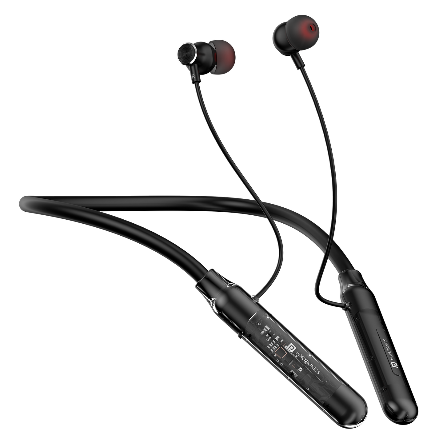 Portronics Harmonics Y3 in Ear Bluetooth Neckband with Upto 40 Hours Playtime & in Line HD Mic, Dual Pairing, Gaming/Music Mode, Low Latency, Bluetooth Version 5.4V, Type C Fast Charging(Black)