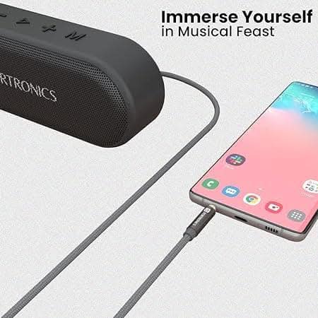 Portronics Konnect Aux 7 3.5mm Male to Male Aux Cable with 2 Meter Cable Length (Grey)