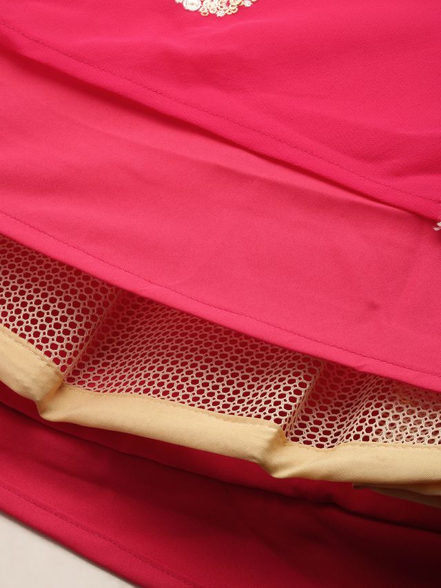 Bollywood Vogue Ready To Wear Dark Pink Georgette Embroidered Gown