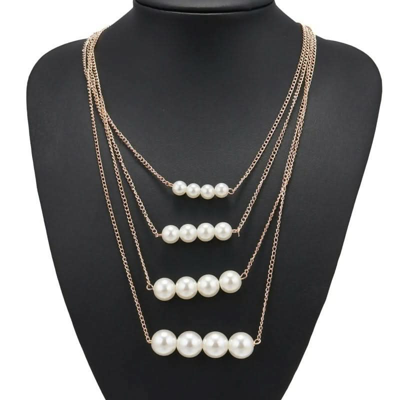 Pearl & Crystal Layered Necklace Set – 2-Piece Elegant Jewelry