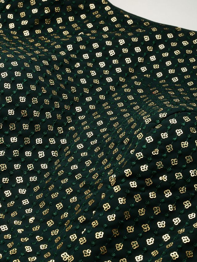 Bollywood Vogue Ready To Wear Green Georgette Embroidered Layered Gown