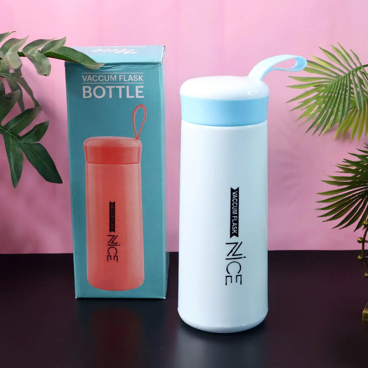 Plastic Vacuum Flask Bottle – Double Wall Insulated Hot & Cold Travel Water Bottle with Carry Strap (400 ML ) HP DD