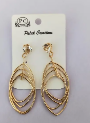 Trendy Gold Plated Big Multiple Hoops in One Long Earring collectivezone