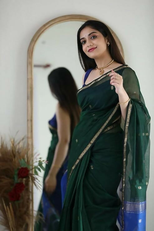 AXONIT Lightweight Cotton Saree with Zari Butti – Ideal for Daily & Festive Wear
